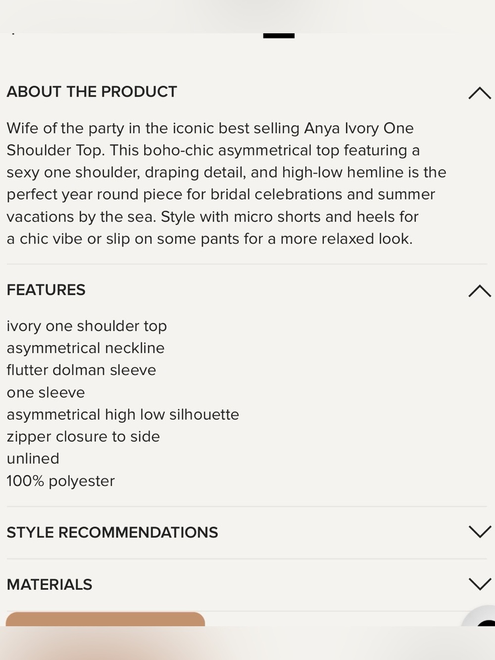 12th Tribe Anya Ivory One Shoulder Asymmetric Top - Picture 8 of 13